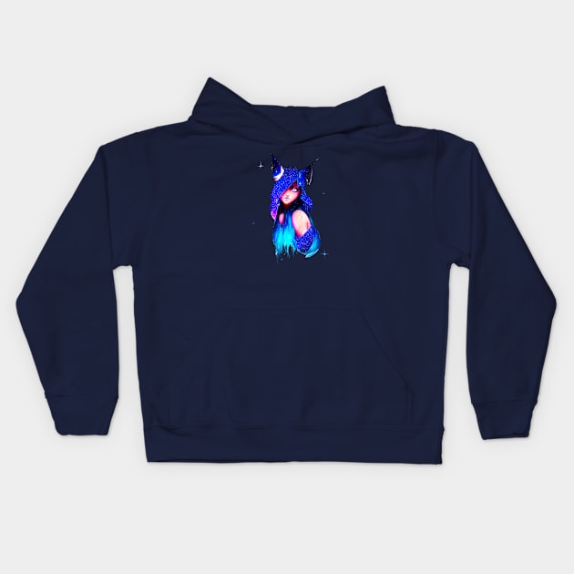 Anime girl cat hat - anime cat lovers Kids Hoodie by Qprinty